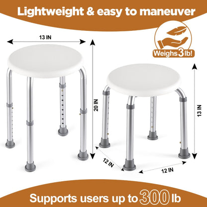 Shower Stool for Inside Shower – Adjustable Height Non-Slip Bath Seat, 300 LBS Capacity, Stable Bathroom Stool for Sitting, Fits Showers & Bathtubs, Lightweight & Easy Assembly