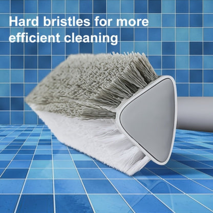 Cleaning Brush with Long Handle 180° Rotating Double-Sided Stiff Bristles Floor Scrub Brush for Bathroom Kitchen Patio Tile Shower Outdoor Heavy Duty Multi-Purpose Scrubber with Stainless Steel Handle