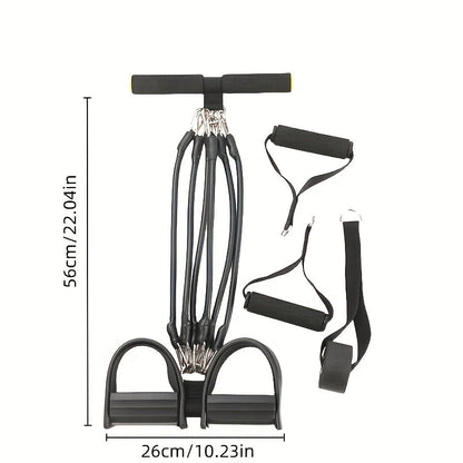 Resistance Band Foot Pedal Puller – TPE Stackable Exercise Bands for Sit-Ups, Leg & Ab Workouts, Adjustable Strap, 50 / 100 / 150 lb Options, Home Gym Strength Training for Men & Women, Black