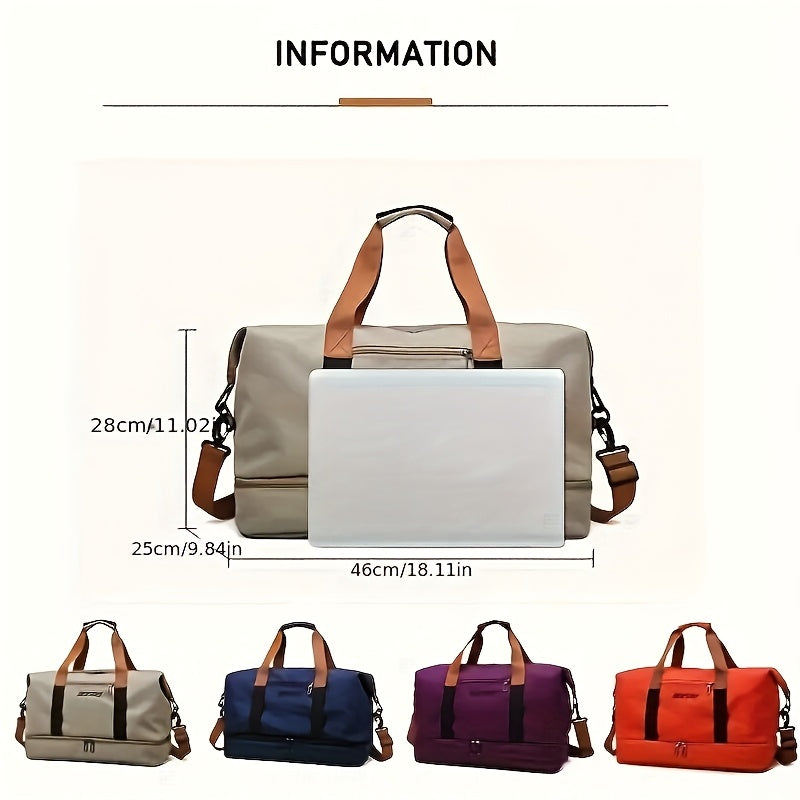 Waterproof Travel Bag Women Gym Yoga Bag Dry Wet Separation Large Capacity Overnight Weekend Tote Duffel Bag Fitness Sports Handbag Outdoor Leisure Luggage Bag