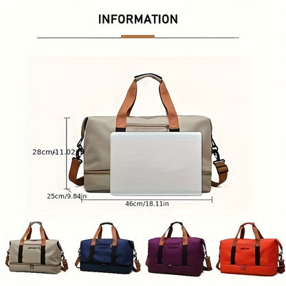Waterproof Travel Bag Women Gym Yoga Bag Dry Wet Separation Large Capacity Overnight Weekend Tote Duffel Bag Fitness Sports Handbag Outdoor Leisure Luggage Bag