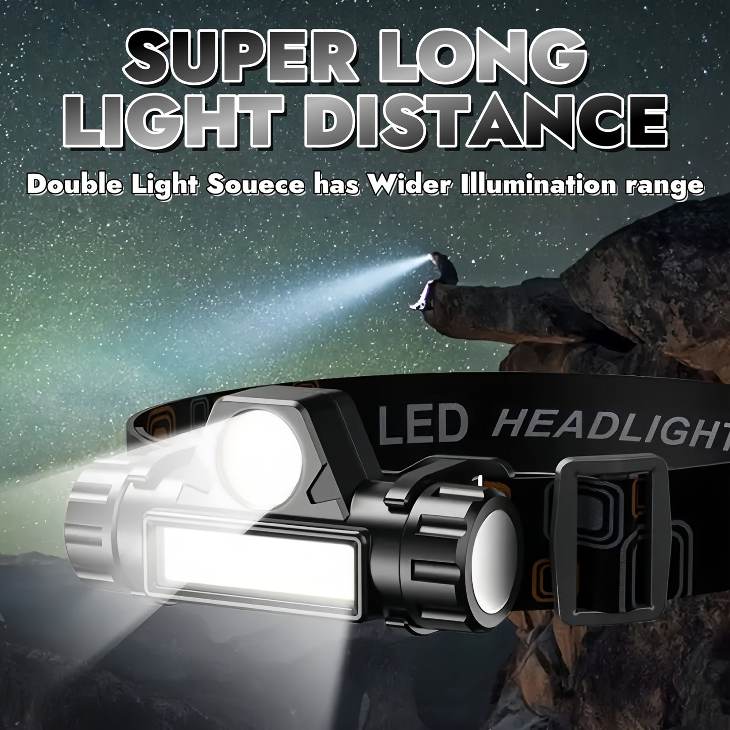 Rechargeable Headlamp 4 Pack, COB LED Head Lamp with Magnetic Base, USB Rechargeable Super Bright Headlight, Hands-Free Work Light for Camping Hiking Fishing Running Cycling, Hard Hat Clip Included