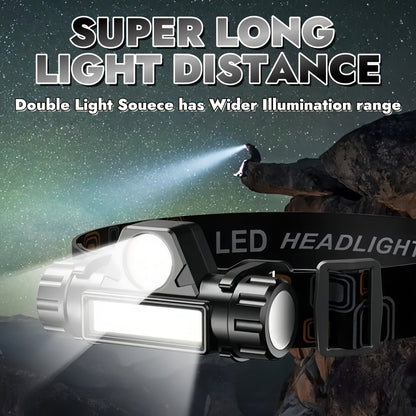 Rechargeable Headlamp 4 Pack, COB LED Head Lamp with Magnetic Base, USB Rechargeable Super Bright Headlight, Hands-Free Work Light for Camping Hiking Fishing Running Cycling, Hard Hat Clip Included