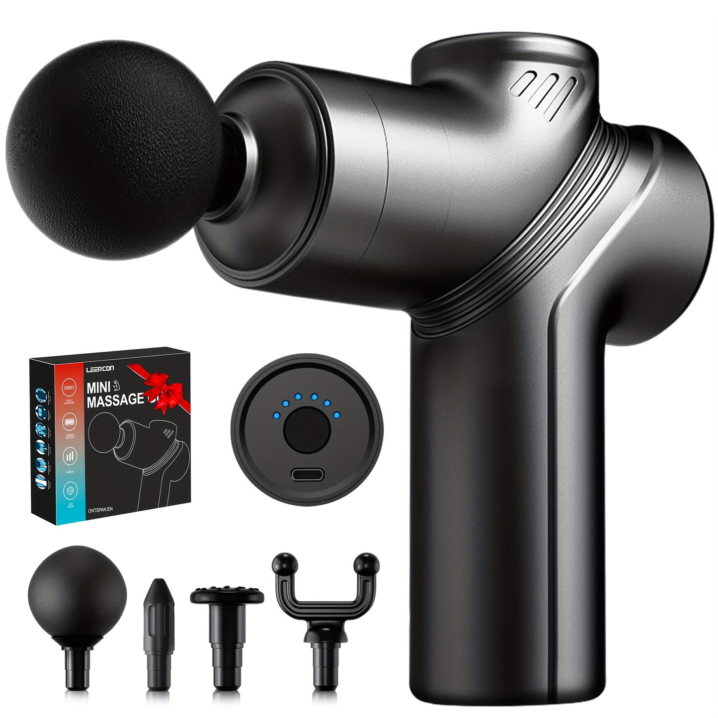 Massage Gun Deep Tissue Percussion Massager – Portable Handheld Electric Body Massager with 4/8 Heads & 6 Speed Settings for Muscle Relaxation & Post-Workout Recovery