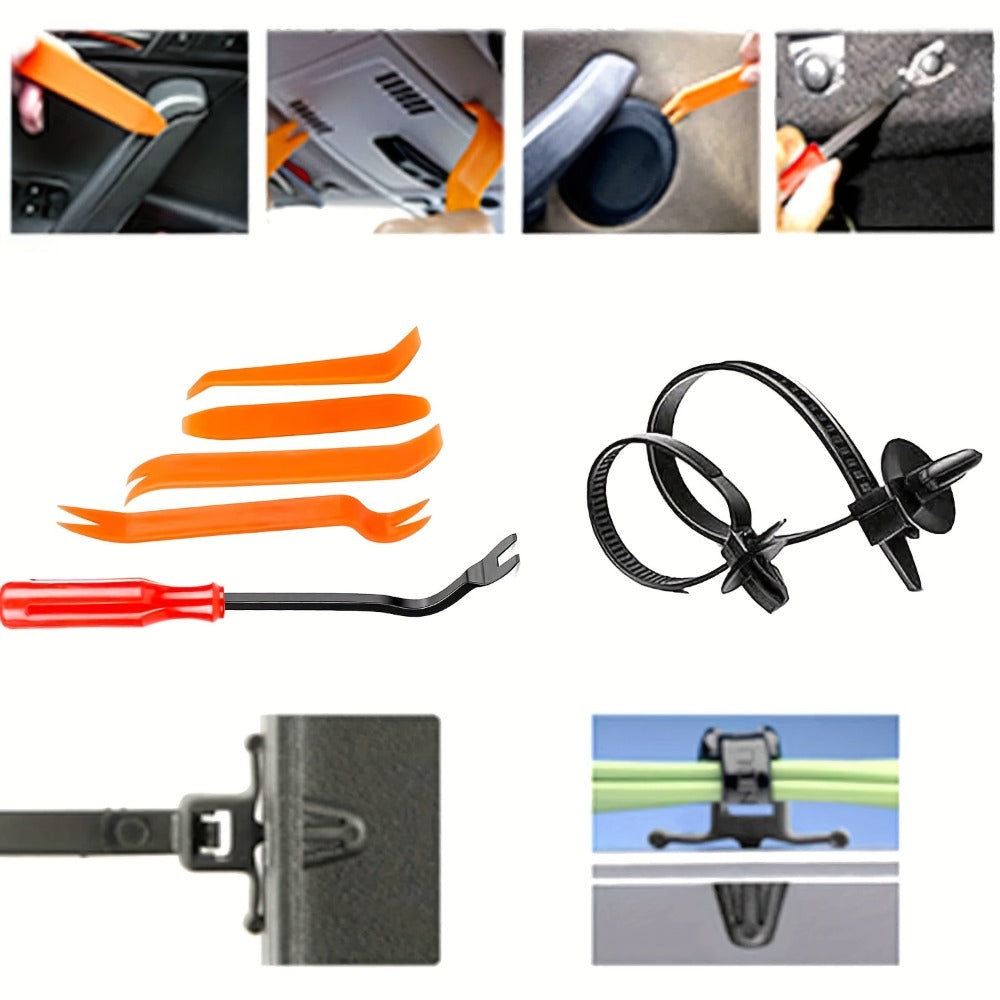 Car Body Clips Fasteners Assortment Kit 735/740pcs - 23 Sizes Nylon Bumper Fender Rivets with Zip Ties & Fastener Remover Tool