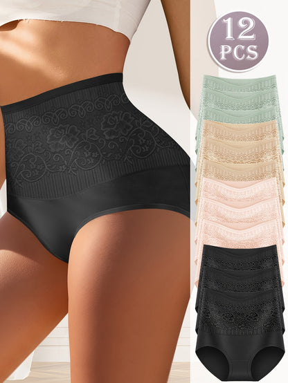 Women’s 12-Pack High-Waist Shapewear Briefs - Tummy Control Support
