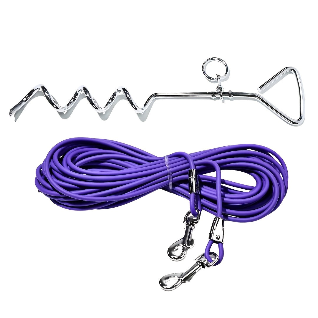 Dog Tie-Out Cable and Metal Stake 30ft – Heavy Duty Outdoor Dog Leash for Small Medium and Large Dogs Yard Camping