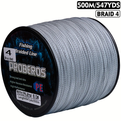 Braided Fishing Line 4 Strand 500M/547Yds - Abrasion Resistant Zero Stretch Superline 6LB-80LB, Multi-Color, Gray/Green/Camo