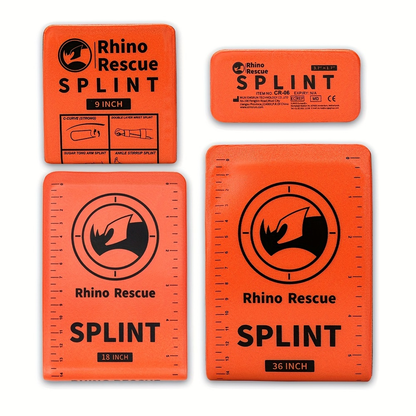 Emergency Splint Set 4pcs – Rollable First Aid Splints in 4 Sizes (36", 18", 9", 4"), Lightweight Compact Medical Splint for Outdoor Survival Camping Hiking Emergency Kit, Orange