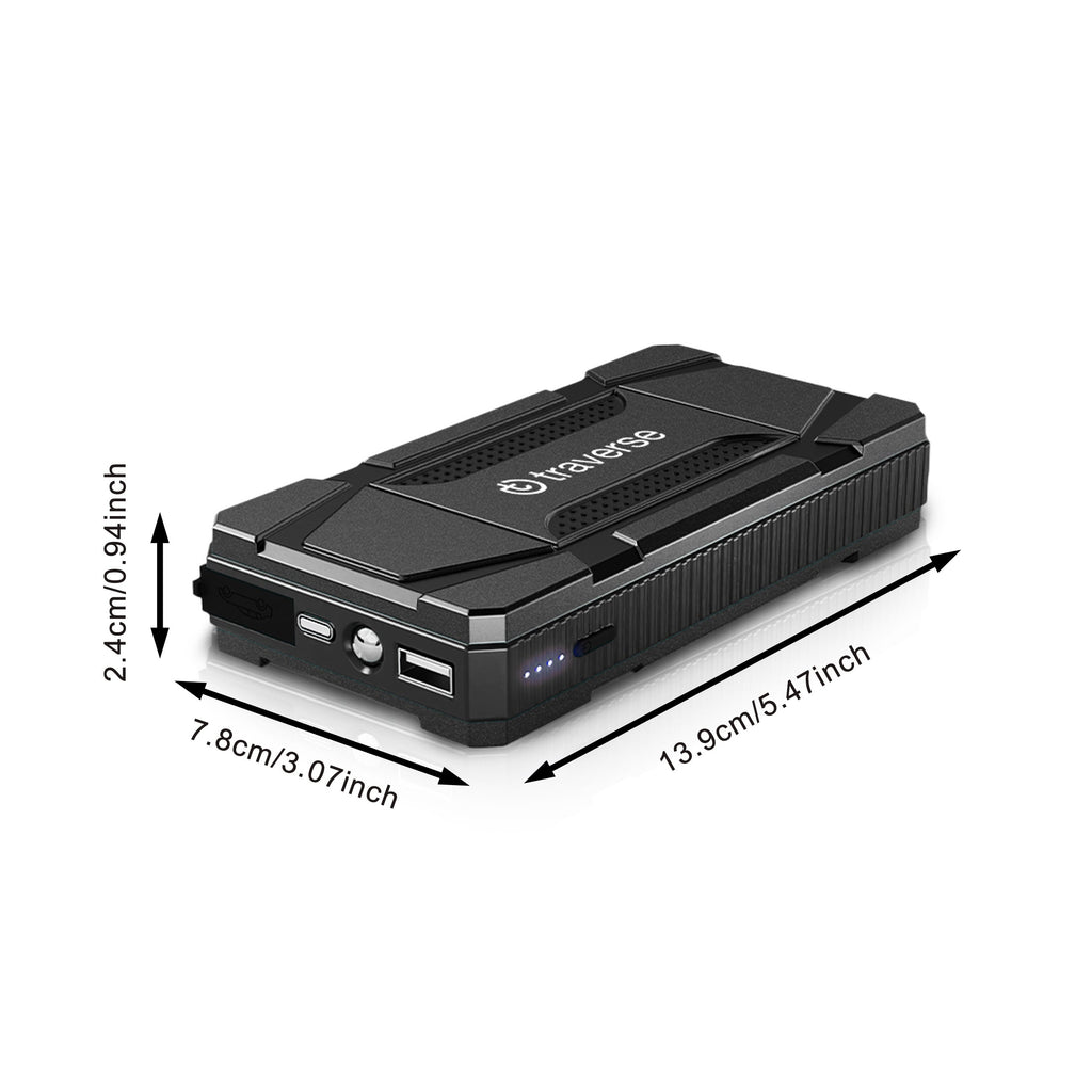 12V Portable Car Jump Starter 800/1000/2000A Peak Battery Booster Jump Box for Car Battery, for 1.59gal Gas & 1.06gal Diesel Cars with Smart Jumper to Prevent Overload Fire, USB Charge Ports & LED Flashlight, 6400mAh Power Bank, Gifts for Driver