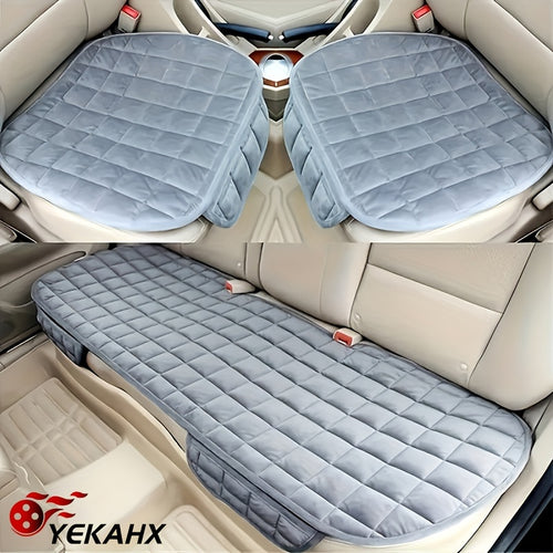 3pcs/Set Luxurious Plush Plaid Car Seat Cushions - Insulated, Thickened for Cold-Resistant Comfort - Universal Fit for Cars, Suvs, Trucks - Premium Car Additions Bundle