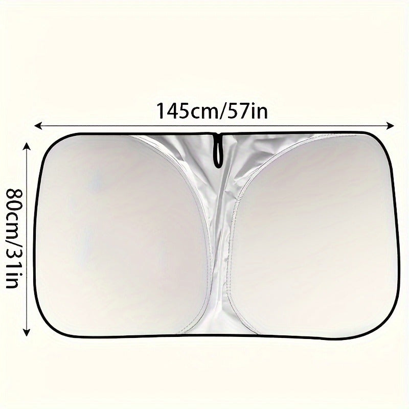 A portable car windshield sun visor - a heat-insulated front windshield for interior accessories