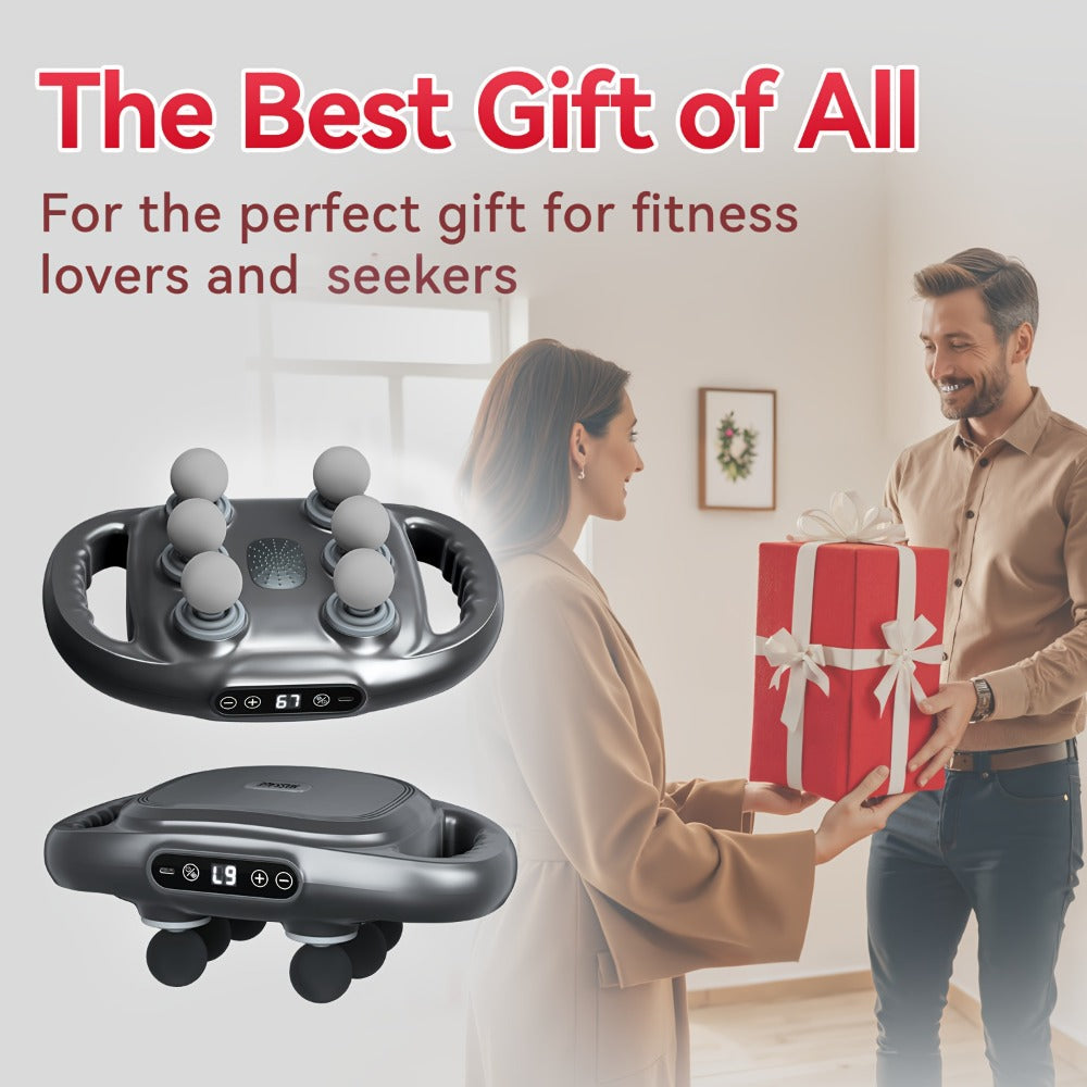 Tapping Massage Gun with 6 Interchangeable Heads – USB Rechargeable Handheld Deep Tissue Vibration Massager for Back, Neck, Shoulders, Legs & Full Body Muscle Relaxation, Professional Home Massager