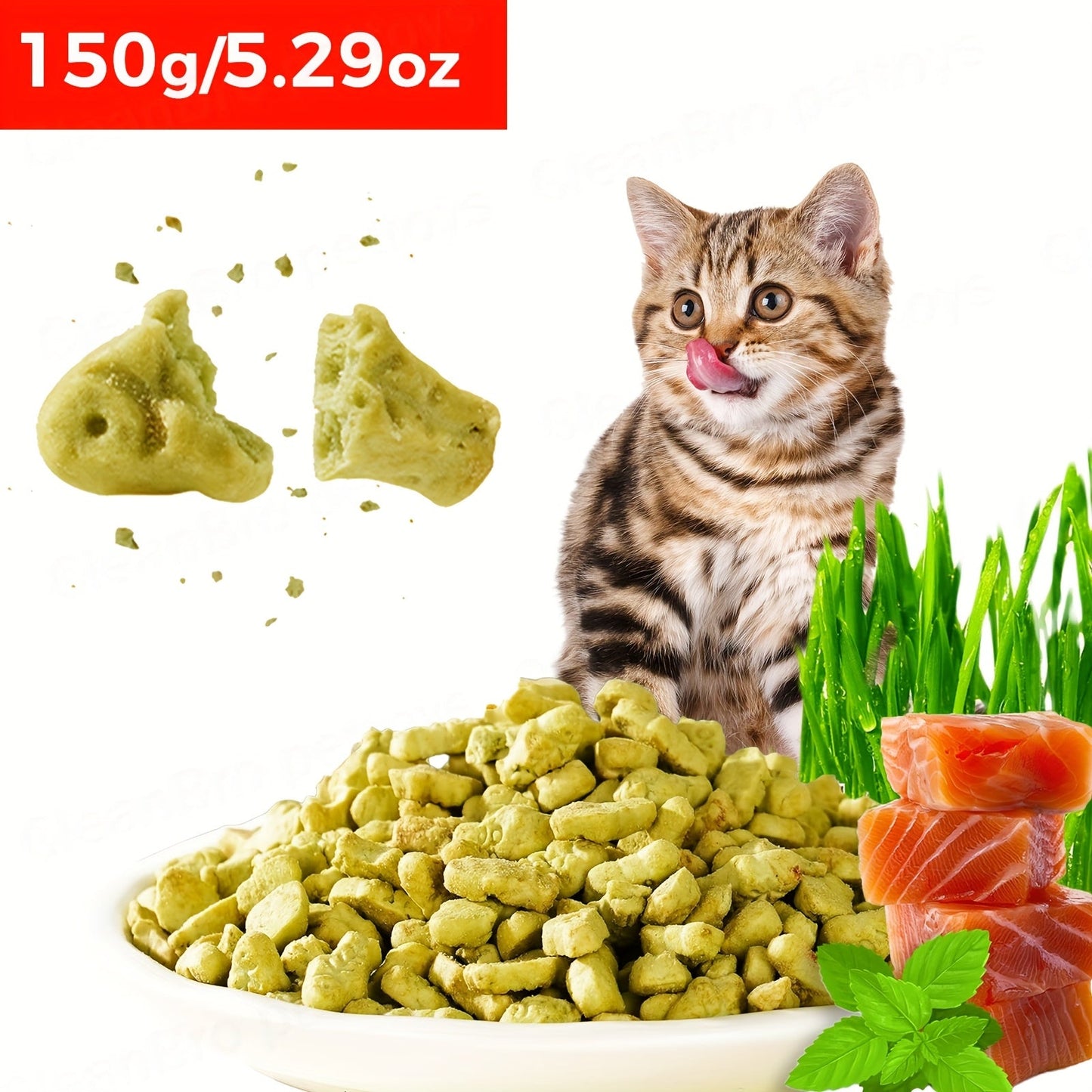 Catnip Cat Treats 150g – Catnip Cookie & Catgrass Molar Stick, Dried Fish Snack for Cats, Teeth Cleaning Dental Chew, Hairball Control Nutrition Fattening Cat Snack