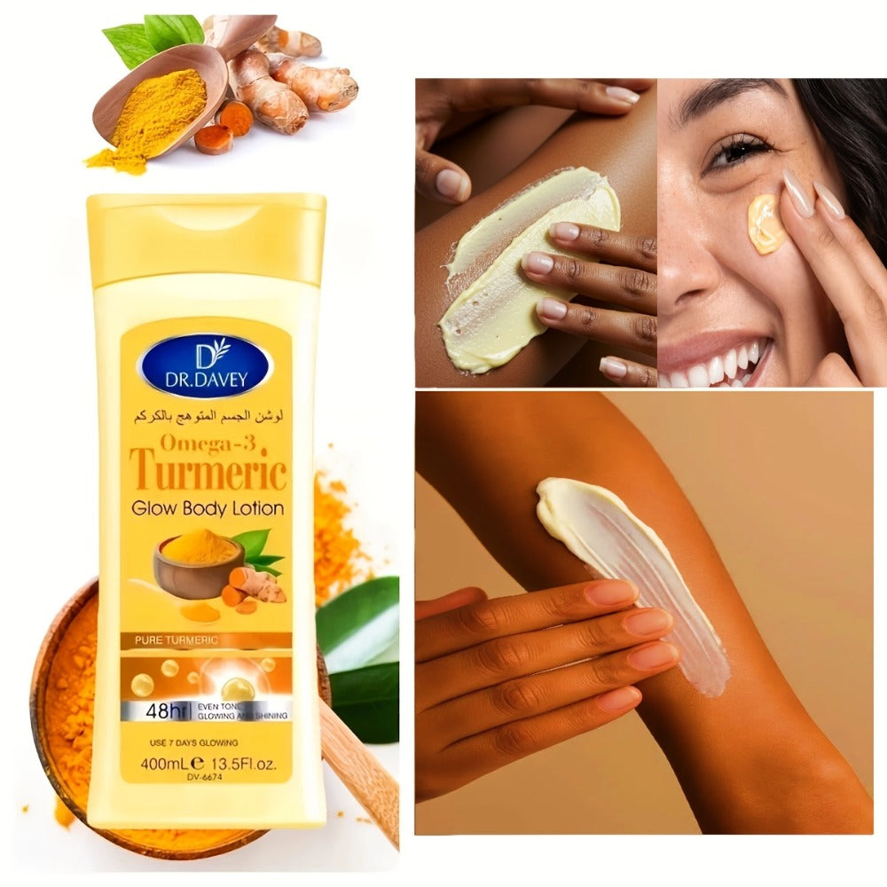 Turmeric Body Lotion 400g Alcohol-Free Brightening Glow Moisturizer with Turmeric Extract Long-Lasting Hydration Dry Oily Skin Unisex Full Body Cream