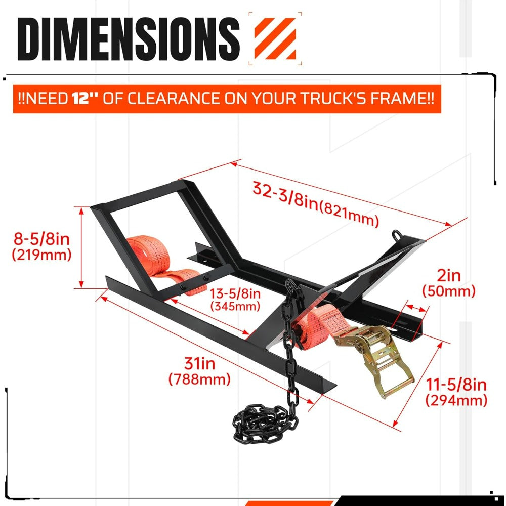 Adjustable Truck Tire Storage Rack with Ratchet Strap and Chain, Portable Semi-Truck Spare Tire Holder, Secure Tire Carrier, Utility Trailer Tire Bracket (halloween & car accessories)
