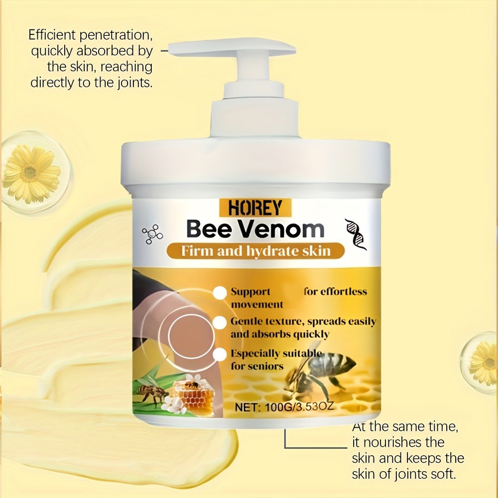 Bee Venom Massage Cream 100g with Turmeric & Arnica – Skin Tightening Deep Moisturizing Firming Body Lotion, Anti-Aging Hydrating Cream for All Skin Types, Women & Men