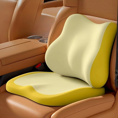 Car Seat Cushion Set 2-Piece – Memory Foam Elevated Driving Cushion with Lumbar Support & Neck Pillow, Height Booster for Car & Home Chair, 3 Colors