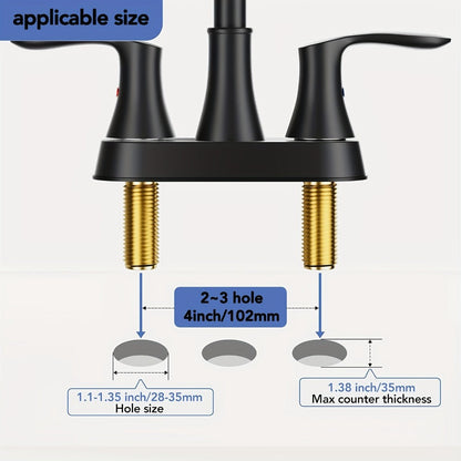 Centerset Bathroom Faucet 2 Handle 4 Inch - Lead-Free Dual Handle Vanity Sink Faucet with Pop-Up Drain & Supply Lines, Brushed Nickel, Matte Black, Oil Rubbed Bronze, Brushed Gold, 2-3 Hole RV Compatible