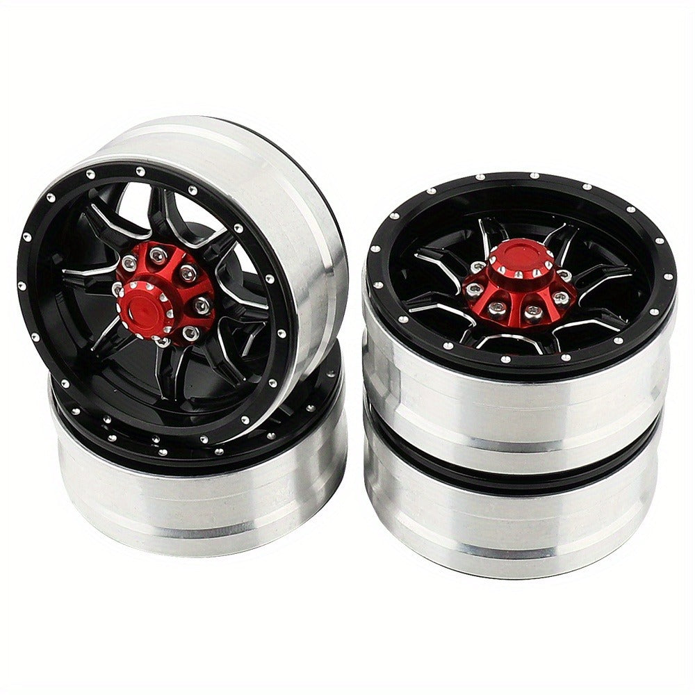 1.9" Beadlock Wheel Rims for RC Crawler 4pcs – Aluminum Alloy Metal Hub Upgrade Set for Axial SCX10 SCX10 III CC01 D90 TRX4 TRX6 1/10 Scale Rock Crawler