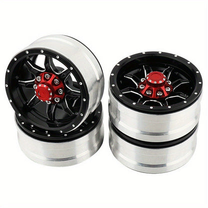 1.9" Beadlock Wheel Rims for RC Crawler 4pcs – Aluminum Alloy Metal Hub Upgrade Set for Axial SCX10 SCX10 III CC01 D90 TRX4 TRX6 1/10 Scale Rock Crawler