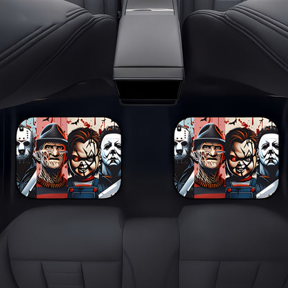 Car Floor Mats Set of 4 Halloween Theme – Universal Front & Rear All-Weather Floor Mats for Cars, SUVs & Trucks, Durable Polyester Interior Protection with Scarlet Killer Breeze Design