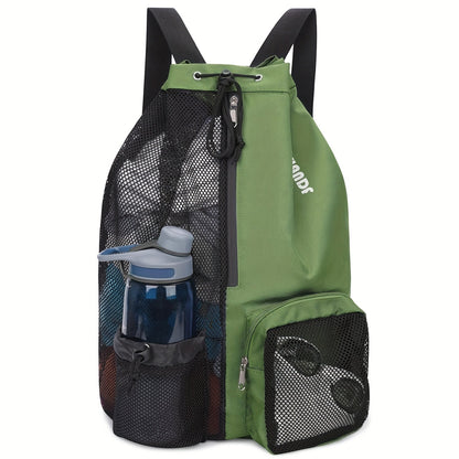Mesh Drawstring Swim Bag – Quick-Dry Sports Backpack with Wet Pocket for Swimming, Gym & Beach, Lightweight Travel Bag for Women & Men, Adjustable Drawstring, 8 Colors