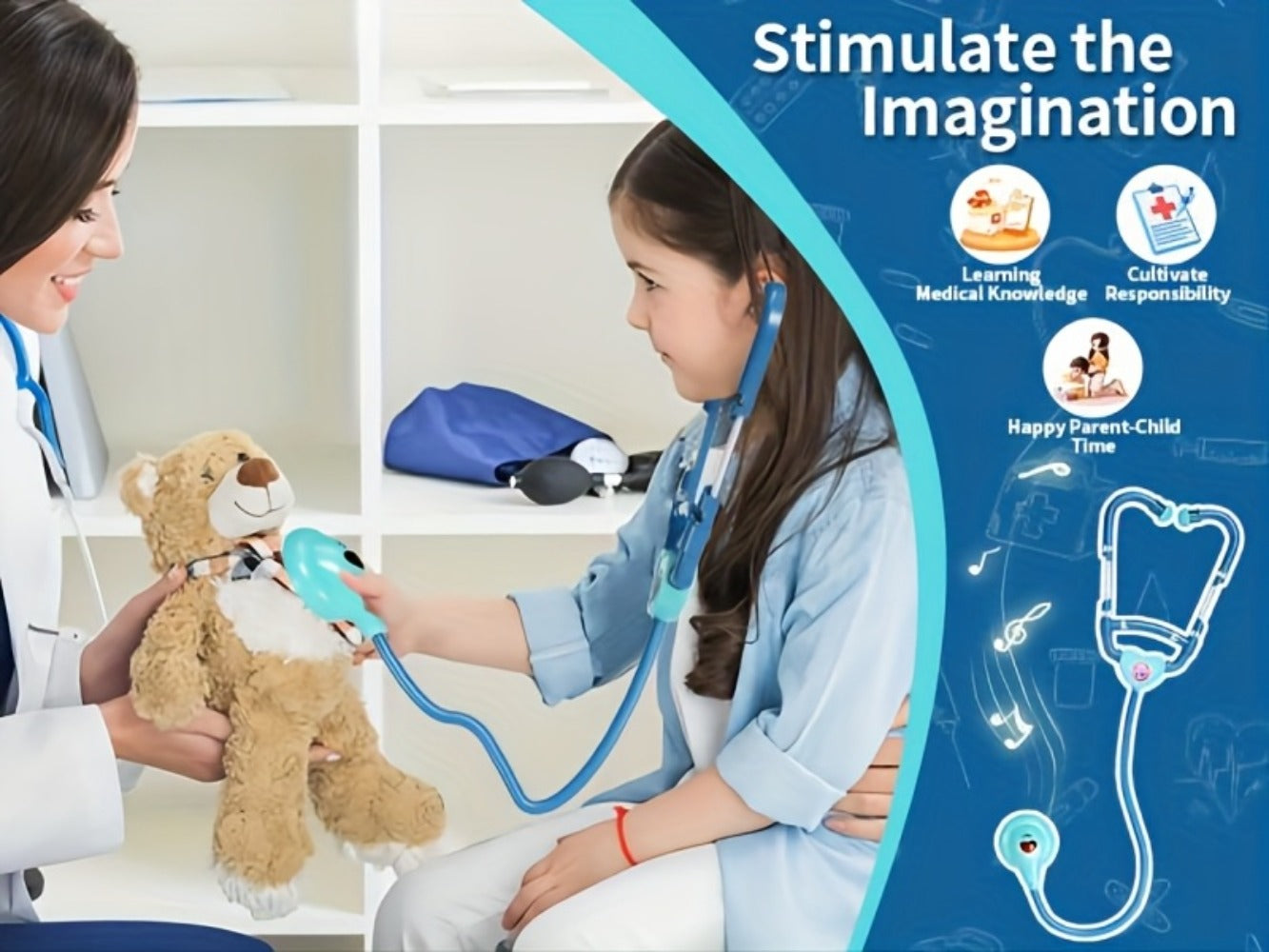 Kids Doctor Kit with Medical Cart Set – Movable Toy Trolley, Stethoscope, Thermometer & Accessories | Doctor Nurse Role Play Toy for Boys & Girls Ages 3 4 5 6, Birthday & Christmas Gift
