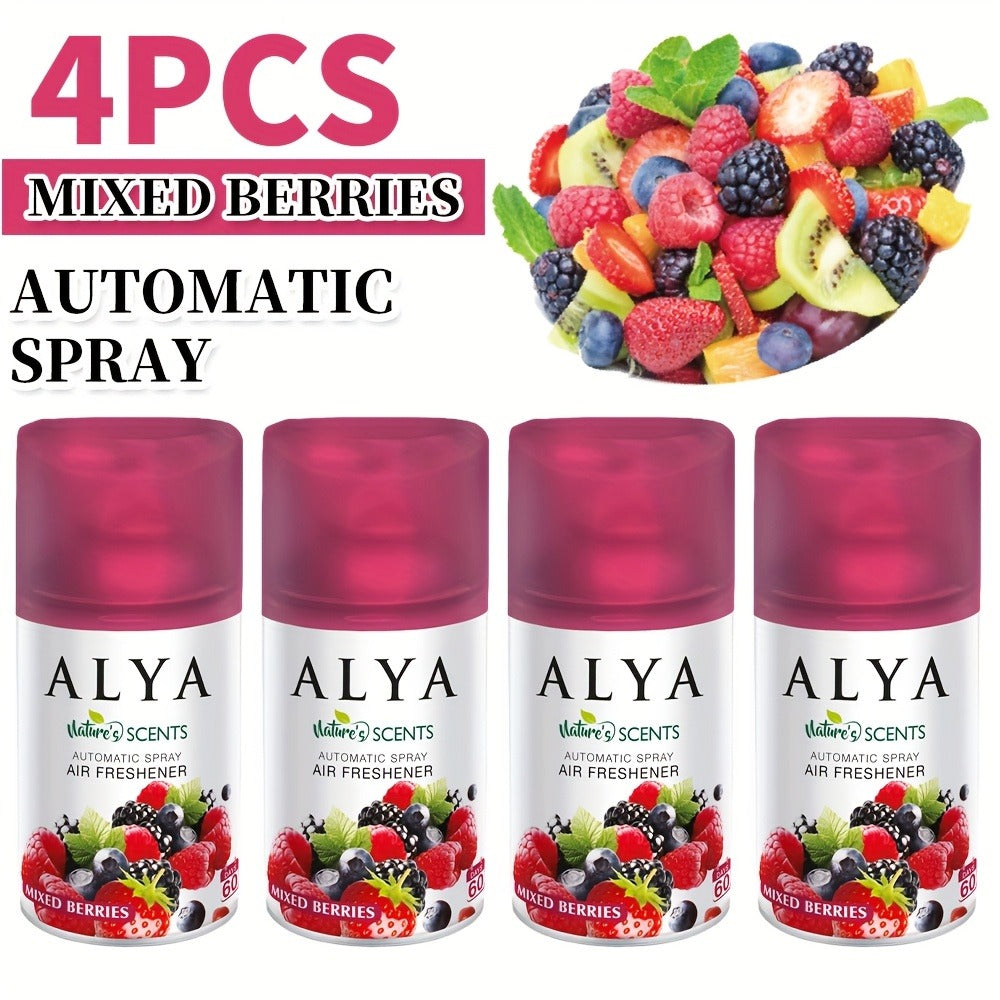 Automatic Spray Air Freshener Refill 8.45oz 1pc or 4pcs - 6 Scents Lavender Vanilla Cool Linen Ocean Mixed Berries Magnolia, Odor Fighting Room Spray for Car Office Home Bathroom Kitchen Fabric Closet
