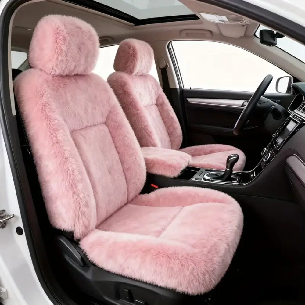 Car Seat Covers 5-Seat Set Luxury Plush Full-Wrap Universal Fit – Non-Slip Warm Winter Soft Fabric Seamless Coverage for Front & Rear Seats – All Car Models (Blue / Pink / Black / Red / White / Beige / Grey)
