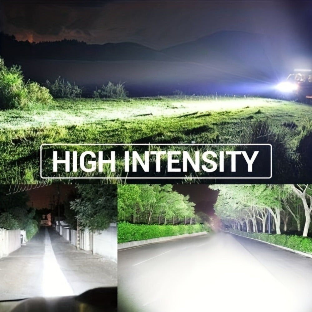 Off-Road LED Light Bar Kit 2x10 Inch Bar + 4x4 Inch Spot Lights – High-Intensity Driving Lights for Jeep Truck SUV Car 4x4 Off-Road Universal Fit