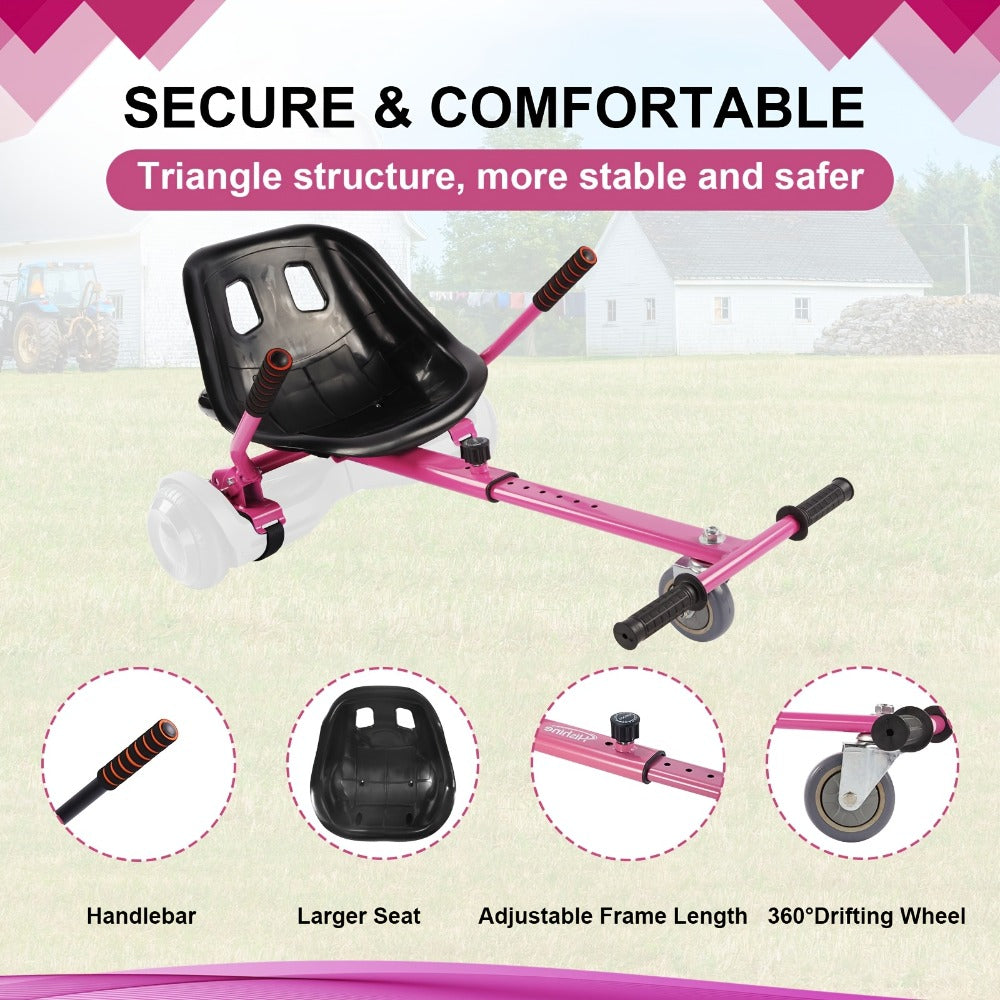 Hoverboard Go Kart Seat Attachment Buggy Conversion Kit 6.5-10 Inch Self-Balancing Scooter 360 Front Wheel Off-Road Tires Shock Absorber Kids Gift No Hoverboard White Black Blue Pink Purple