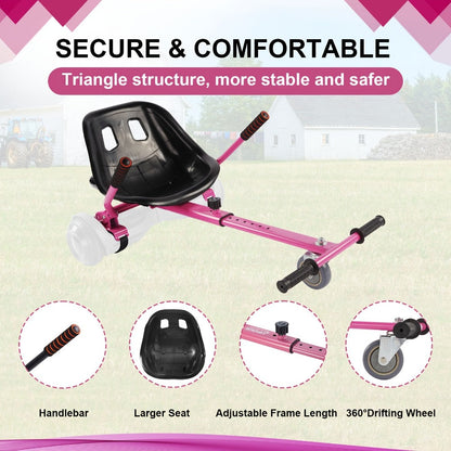 Hoverboard Go Kart Seat Attachment Buggy Conversion Kit 6.5-10 Inch Self-Balancing Scooter 360 Front Wheel Off-Road Tires Shock Absorber Kids Gift No Hoverboard White Black Blue Pink Purple