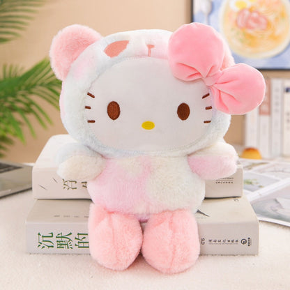 Sanrio Tie Dye Plush Set of 5 – Kawaii Hello Kitty Kuromi My Melody Cinnamoroll Gudetama Stuffed Animals, Room Decor & Birthday Holiday Gift for Girls