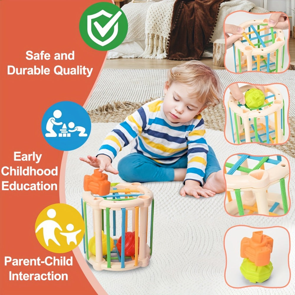 Sensory Stacking Toy Set 3-in-1 for Toddlers & Babies – Hand-Eye Coordination & Fine Motor Skills Activity Kit with Soft Cloth Book, Spinning Top & Stacking Cups, Birthday Easter Baby Shower Gift