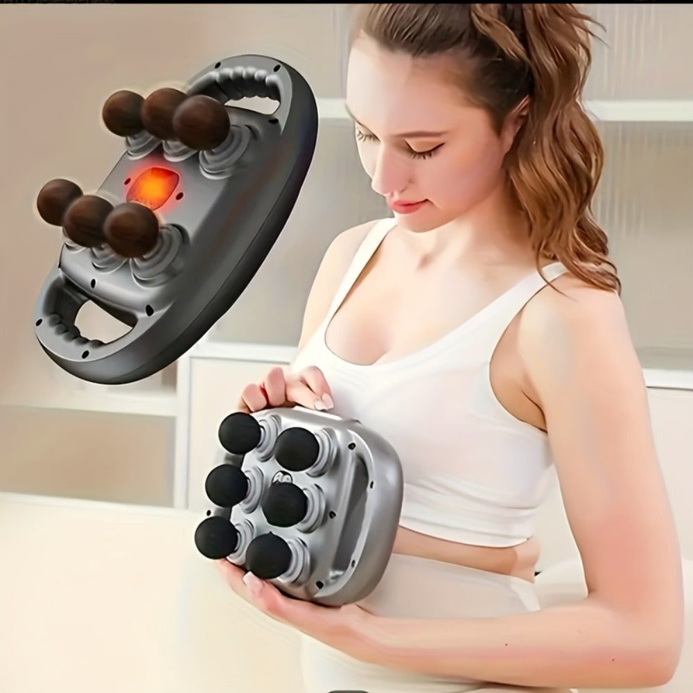 Fascia Gun Multi-Head Deep Tissue Massager – 9 High-Frequency Modes for Leg, Waist, Back & Hip Muscle Relief | Ergonomic Compact Design with High-Performance Motor for Fitness Recovery