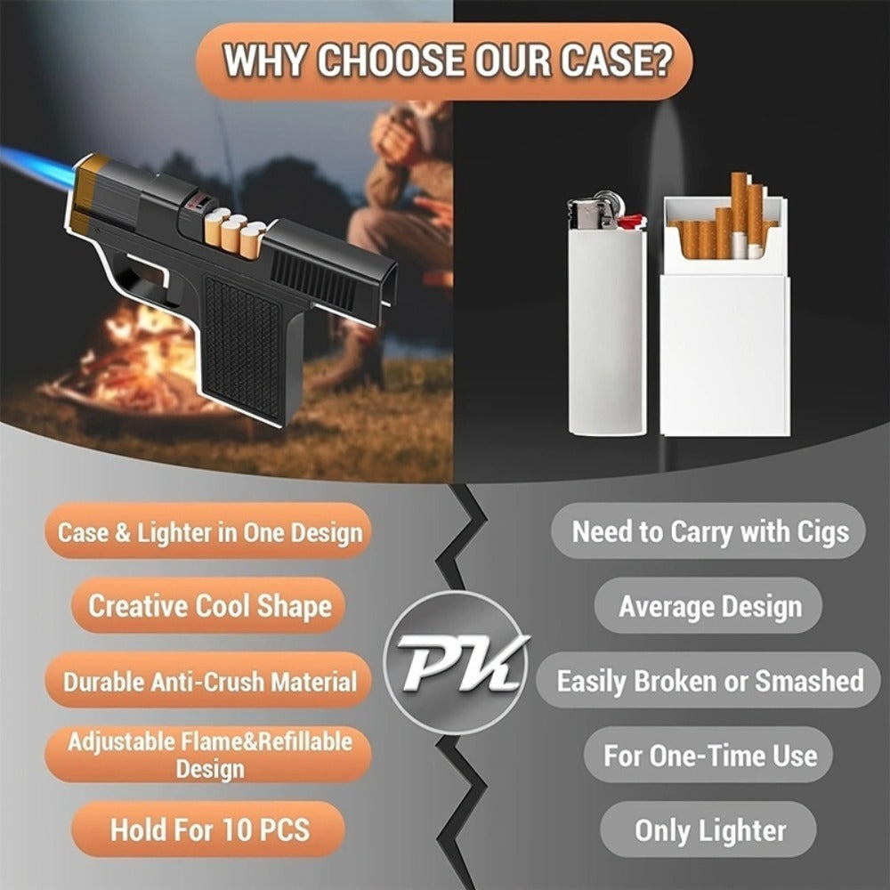 Cigarette Box Lighter Creative Design – Windproof Butane Torch with Adjustable Flame, Cigar & BBQ Lighter, Outdoor Portable Kitchen Baking Essential, Unique Gift Idea (Butane Not Included)