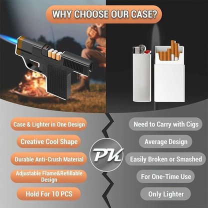 Cigarette Box Lighter Creative Design – Windproof Butane Torch with Adjustable Flame, Cigar & BBQ Lighter, Outdoor Portable Kitchen Baking Essential, Unique Gift Idea (Butane Not Included)