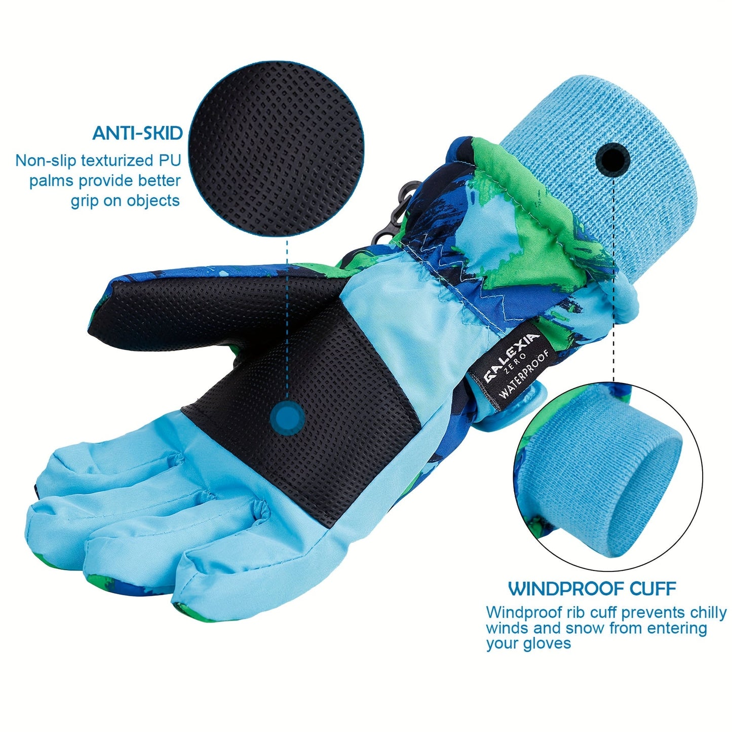 Winter Ski Gloves for Skiing & Cycling – Windproof Waterproof Thermal Gloves for Men & Women, Non-Slip Grip, Touchscreen Compatible, Cold Weather Outdoor Sports Gloves