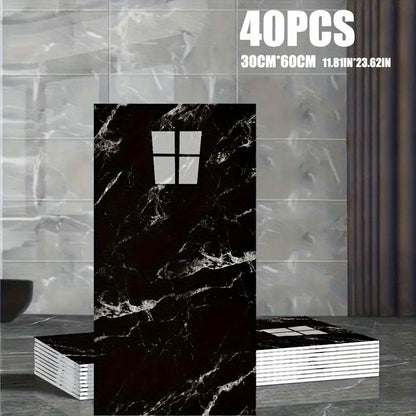 Marble Pattern Wall Stickers Vinyl Decals Oversized Glam Style Self Adhesive High Gloss Removable Wallpaper for Kitchen Bathroom Living Room Office Home Decor 20 40 Pieces Multiple Colors