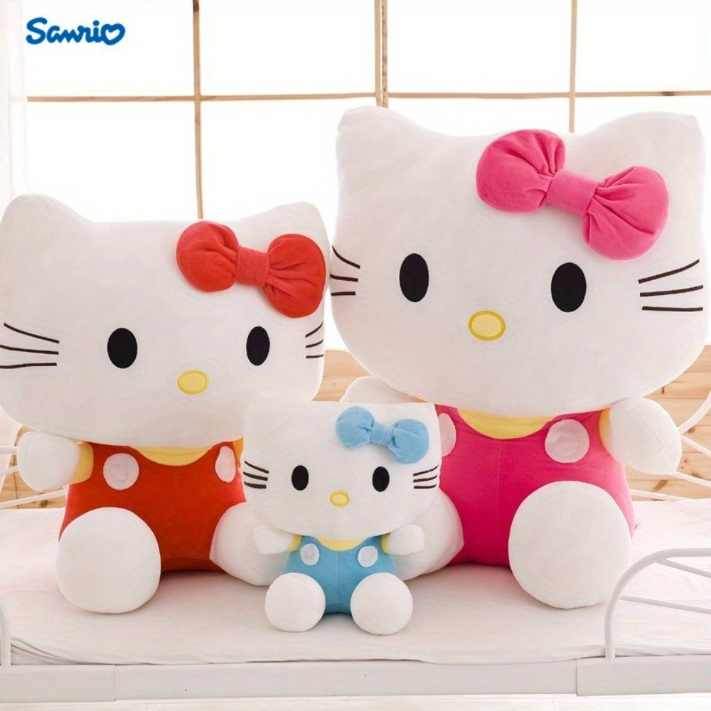 Cat Plush Doll Kawaii Kitty Pink & Blue – Sanrio Inspired Soft Stuffed Animal for Room Decoration, Party Favor, Birthday Festival Christmas Holiday Gift for Girls Kids Teens Anime Fans