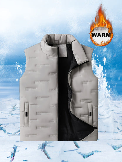 Men's Stand Collar Outerwear Vest - Warm Pocket Design