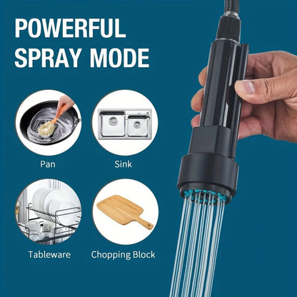 Kitchen Faucet with Pull Down Sprayer Single Handle Single Hole High Arc Spring Commercial Sink Faucet – 360° Swivel Splash-Proof Nozzle, Matte Black Chrome Brushed Nickel, Modern Monobloc Mixer Tap