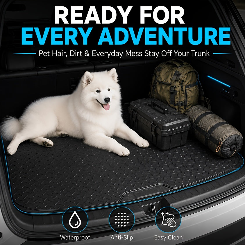 Thick Anti Slip All-weather Cargo Mat for the Trunk, with a  Design-Suitable for Small Cars/ SUVs/ Vans, Pickup Trucks, Etc.Waterproof, Wear-resistant, Easy to Clean Rubber Carrier Protective Pad