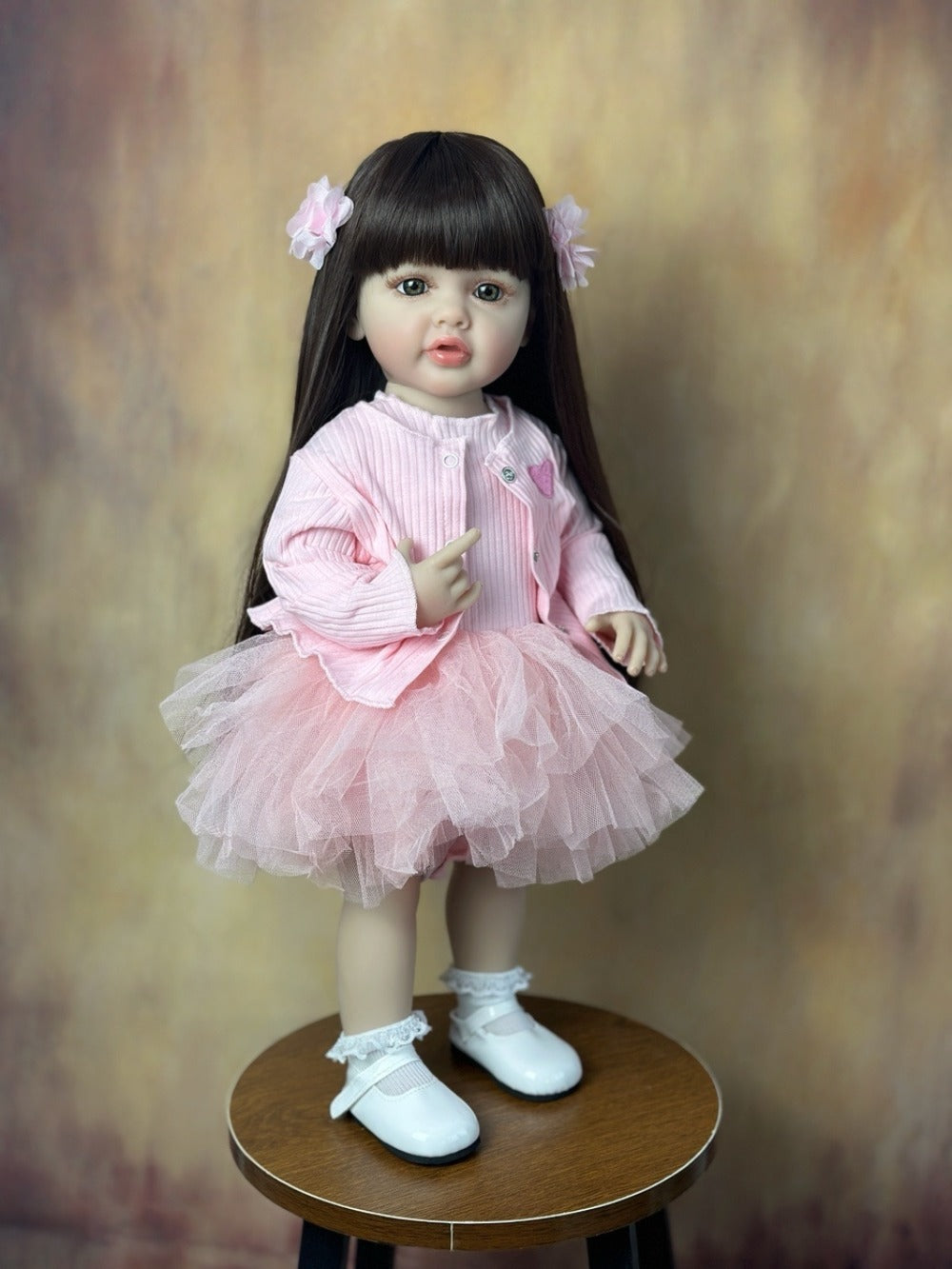 Standing Reborn Baby Doll 22 Inch Full Soft Vinyl Body Princess Girl with Glued Wig Acrylic Eyes ASTM EN71 Certified – Lifelike Newborn with Clothes Magnetic Pacifier Bottle Birth Certificate Gift for Kids