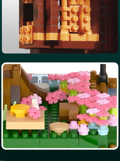 Sakura Cherry Blossom Tree House Building Blocks 1020-2028pcs – DIY Mini Brick Assembly Collectible Display Model, Relaxing Creative Gift for Adults Teens Girls Boys, Birthday Christmas Home Decor