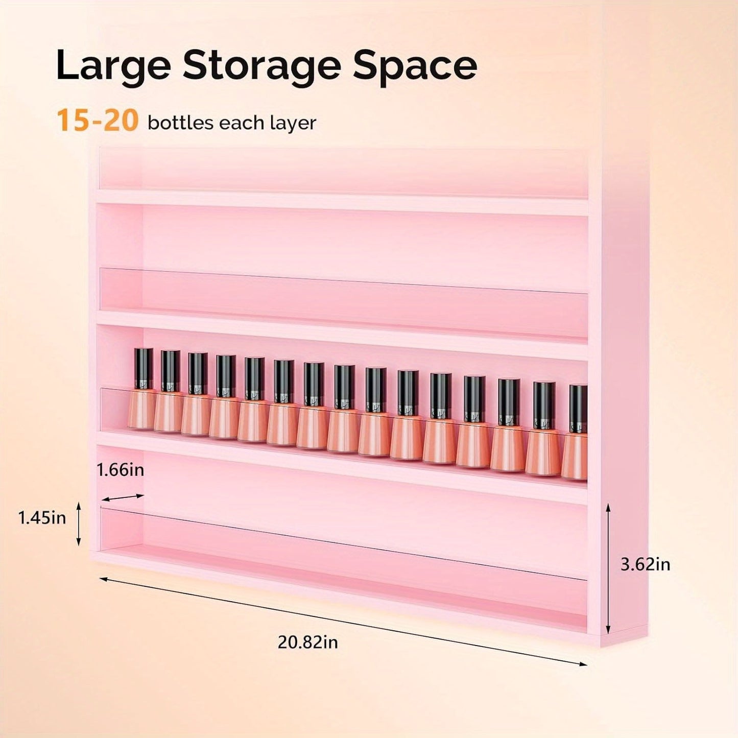 Wall Mount Nail Polish Rack Organizer 6 or 10 Tier with Acrylic Baffle Salon Display Shelf for Gel Polish Storage Nail Studio Home Spa Vanity Black White Pink