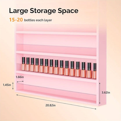 Wall Mount Nail Polish Rack Organizer 6 or 10 Tier with Acrylic Baffle Salon Display Shelf for Gel Polish Storage Nail Studio Home Spa Vanity Black White Pink