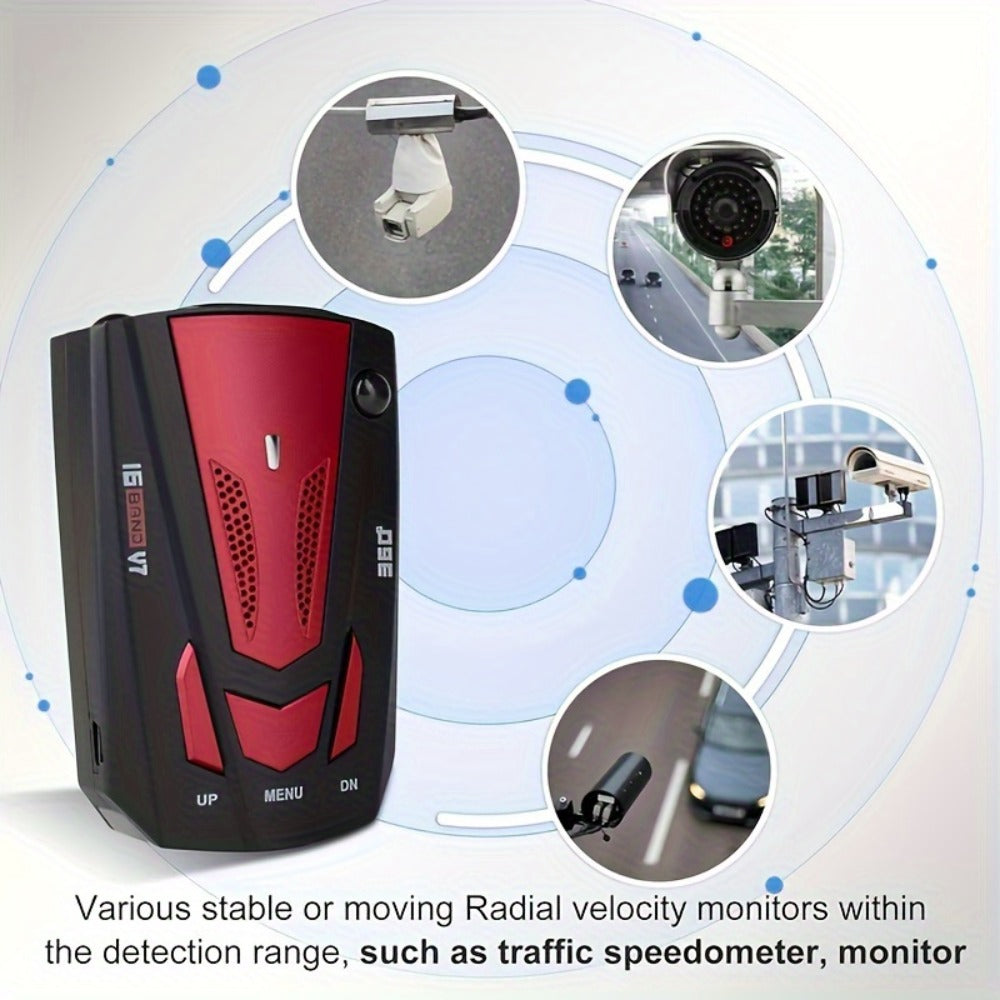16-Band GPS Detector for Cars 360 Degree Anti-GPS Speed Camera LIDAR Detector Voice Alarm Real-Time Threat Alerts Enhanced Safety Features Secure Driving All Vehicles Universal