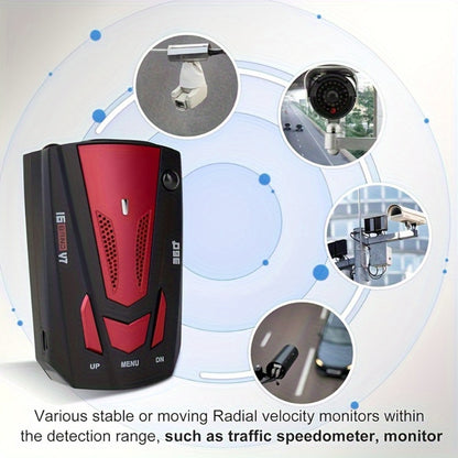 16-Band GPS Detector for Cars 360 Degree Anti-GPS Speed Camera LIDAR Detector Voice Alarm Real-Time Threat Alerts Enhanced Safety Features Secure Driving All Vehicles Universal